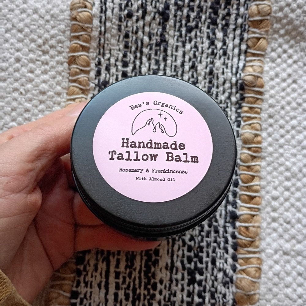 Organic Tallow Balm with Rosemary Frankincense , Sweet Almond Oiloil 4oz